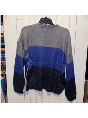 Lumiere Urban Outfitters Crewneck Sweater Blue Black Grey Colorblock Size L thumbnail 6