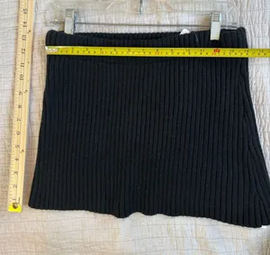 Black Ribbed Knit Mini Skirt Stretch Bodycon Pull On Size Large thumbnail 1