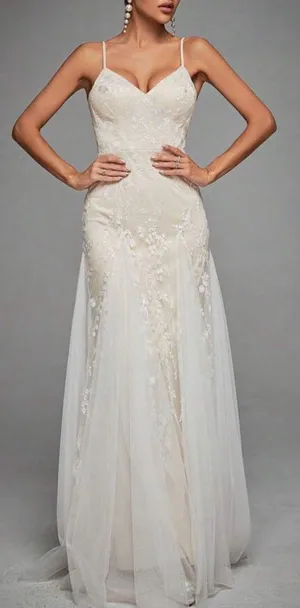 Boutique Mesh And Lace Maxi Prom Dress thumbnail 6