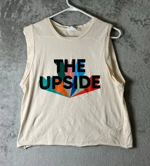 The Upside Infinite Cropped Muscle Tank Top Natural Graphic Logo Size‎ 8 Cotton thumbnail 1