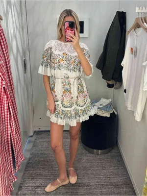Farm Rio Off-White Sweet Bloom Bouquet Mini Dress L thumbnail 2
