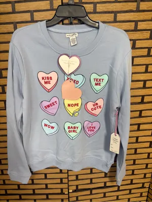 Better together blue Valentine’s Day candy heart sweatshirt size small thumbnail 1