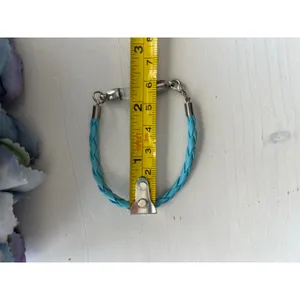 Braided Blue Faux Leather Bracelet with‎ Jenna Name Charm Accessory thumbnail 2