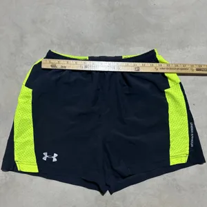 Under Armour Shorts Women's SZ Medium Built in Liner Black Neon Green Running thumbnail 5