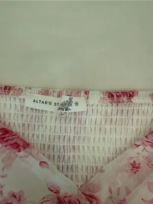 Altar'd State White and Pink Floral Ruffle Romper thumbnail 2