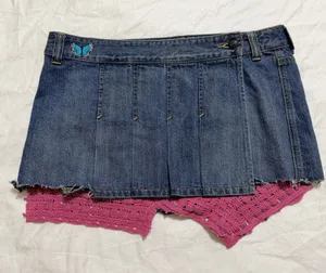 Vintage Abercrombie & Fitch Mini‎ Skirt Womens Size 6 Blue Denim Pleated Y2K 90s thumbnail 1