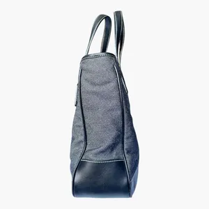 Coach Black Wool Canvas Tote Leather Trim Work Bag No. 7764 Heritage Carryall thumbnail 3
