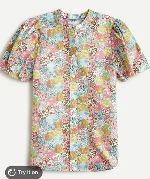 J.crew x Liberty classic fit patchwork floral puff sleeve blouse 2 thumbnail 1