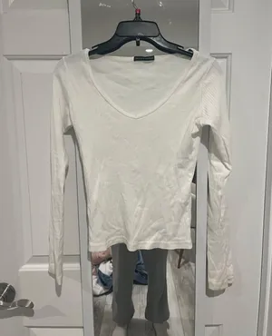 Brandy Melville White Ribbed Longsleeve thumbnail 1