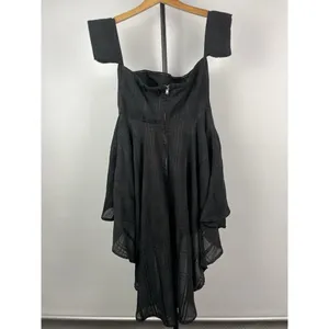 Selfie Leslie Black Jessa Hi-Low‎ Chiffon Flowy Summer Brunch Romper Size M thumbnail 8