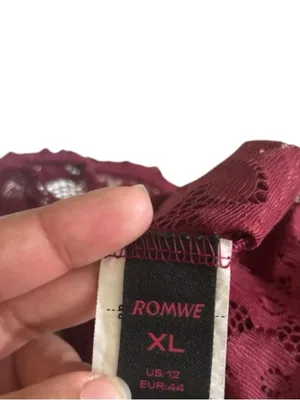 ROMWE Burgundy Grunge Fairy Sheer Lace Ruffled Bell Bottom Bloomer Pants cropped thumbnail 6