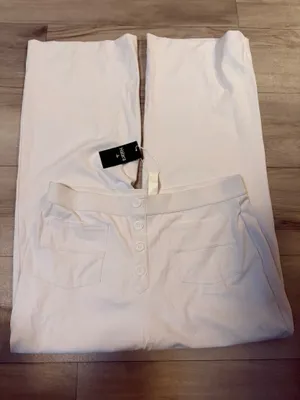 SKIMS HALARA High Waisted Button Multiple Pockets Straight Leg Casual Pants thumbnail 3