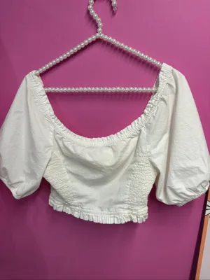 Free people White Puff-Sleeve Cropped Top thumbnail 2