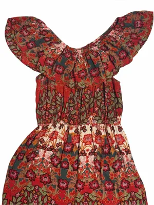 Light & Sound Boho Floral Off Shoulder Maxi Dress Cottagecore Prairie S Western thumbnail 6