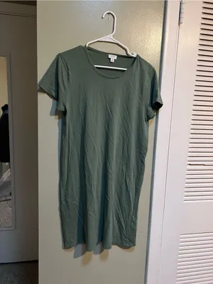J. Crew Factory Women’s Size Medium Short Sleeve T-Shirt Dress Green Crewneck thumbnail 6