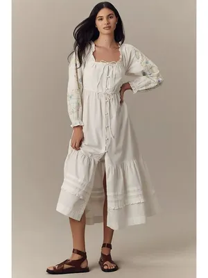 Damson Madder Junia Midi Dress in Embroidered 6 New Floral Cotton thumbnail 16