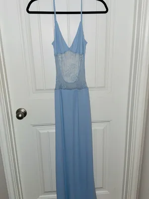 Peppermayo Sky-Blue Lace-Trim Maxi Dress thumbnail 3