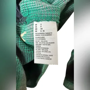 American Eagle Vintage Boyfriend Plaid Hooded Shirt Jacket Green/Navy‎ Size S thumbnail 8