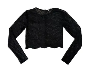 Zara Crop Top Womens Small Black Dark‎ Romantic Whimsygoth Witchy Boho Lace Goth thumbnail 1