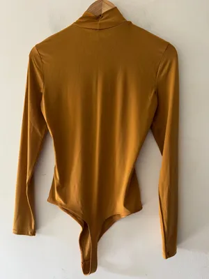 Abercrombie & Fitch Soft A&F Brown Long‎ Sleeve Mock Neck Bodysuit thumbnail 5