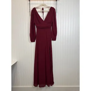 NWOT Lulus Love You So Burgundy Long Sleeve Maxi Dress Wedding Prom Holiday XL thumbnail 4
