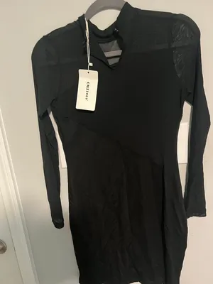 Cmz2005 Long Sleeve Mesh Black Dress thumbnail 2