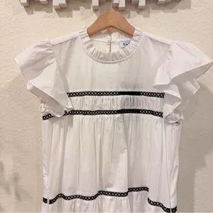 En Saison Aliza Tiered Babydoll Mini Dress in White Size Small NWT thumbnail 3
