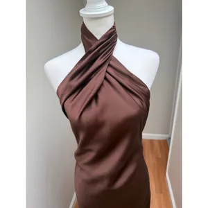 Show Me Your MuMu Jasmine Halter Maxi Dress Chocolate Brown size Small thumbnail 6