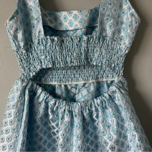 Tuckernuck Hill House Cher Dress Snowflake Brocade Mini Blue Large thumbnail 4