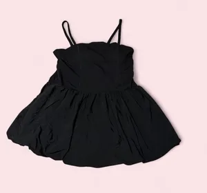 JoyLab Black active wear Spaghetti Strap Mini Dress with bubble skirt bottom thumbnail 1