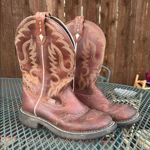 Justin Boots Gypsy Womens Brown Leather Cowgirl Western Boot Round Toe 7B Country thumbnail 10