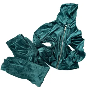 Magaschoni Velour Tracksuit‎ Size M Green Athleisure Comfort Travel Coord Set thumbnail 1