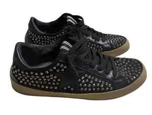 Shu Shop Rockstar Studded Black Sneakers Size 9 Silver Rocker Slip On thumbnail 1