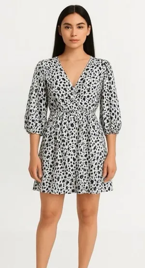Zara Monochrome Patterned Mini Dress thumbnail 1
