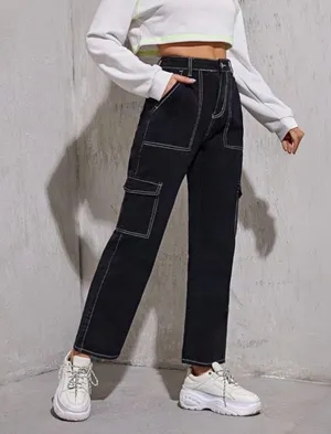 VIP Jeans Black Cargo Pants thumbnail 1