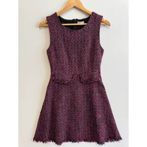 Otto Mode Dress Size 8‎ Pink Black Tweed Sleeveless Fringed Mini thumbnail 2