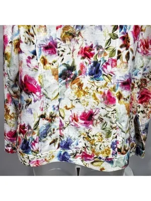 Christopher & Banks fully Zipped Multicolored Floral Jacket Size L thumbnail 6