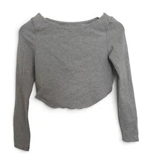 Free People FP Movement Heather Gray Open Back Long Sleeve Crop Top L thumbnail 1