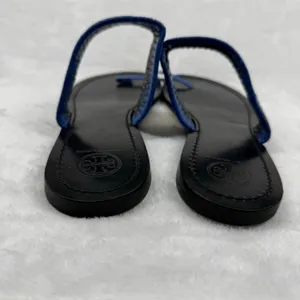 Tory Burch Blue Woven Leather‎ Toe Ring Slide Flat Sandals Womens 8.5 Estimated thumbnail 5