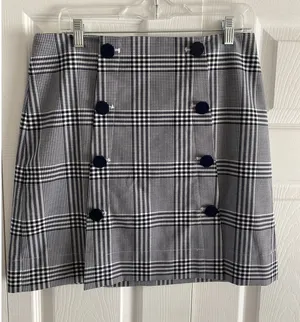J Crew Glen Plaid Mini Skirt Womens Size‎ 10 Black Dark Academia Preppy Office thumbnail 1
