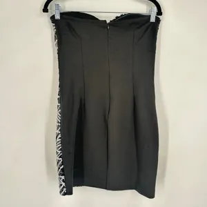 NWT 2B Bebe‎ Sasha Tribal Sequin Strapless Black & White Mini Dress Size Medium thumbnail 6