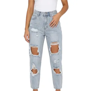 White Fox Light Wash High Rise Distressed Denim Straight Mom Jeans Size S 26" thumbnail 2