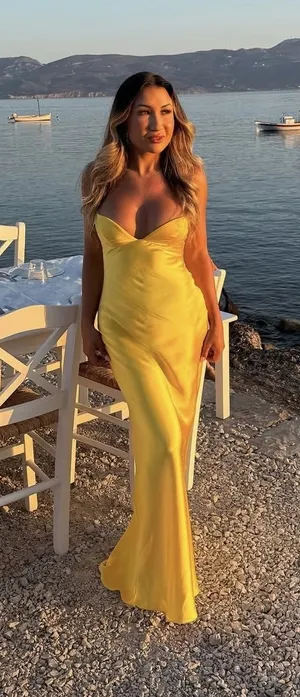 Zara golden Yellow Maxi satin corset bodycon formal Dress evening party wedding thumbnail 1