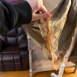 Elegant Paisley Scarf in Brown and Gold thumbnail 4