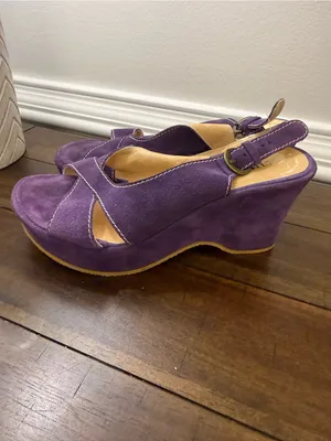 Sundance Purple Suede Slingback Wedge Sandals size 36 thumbnail 6