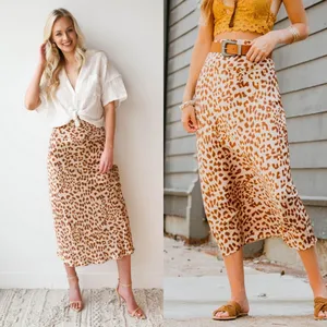 Free People Leopard‎ Print Midi Skirt US 4 Fall Slip Lightweight thumbnail 2
