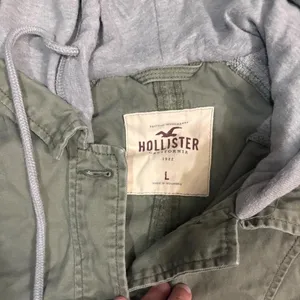 Y2K Hollister Olive‎ Green Utility Hoodie Jacket Gray Sweatshirt thumbnail 2