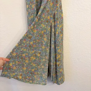 Natural Life Megan Dress M Smocked Ruffle Ditsy Floral Cottagecore Slit Green thumbnail 5