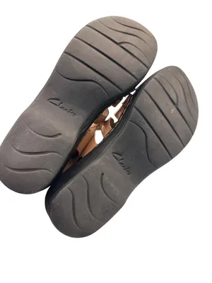 Clarks Size 8 Tan Leather Sandals Adjustable Strap Cushioned Insoles thumbnail 13