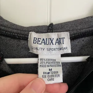 Vintage Beaux Art women’s soft black velvet red accent zip up hoodie sweatshirt‎ thumbnail 4